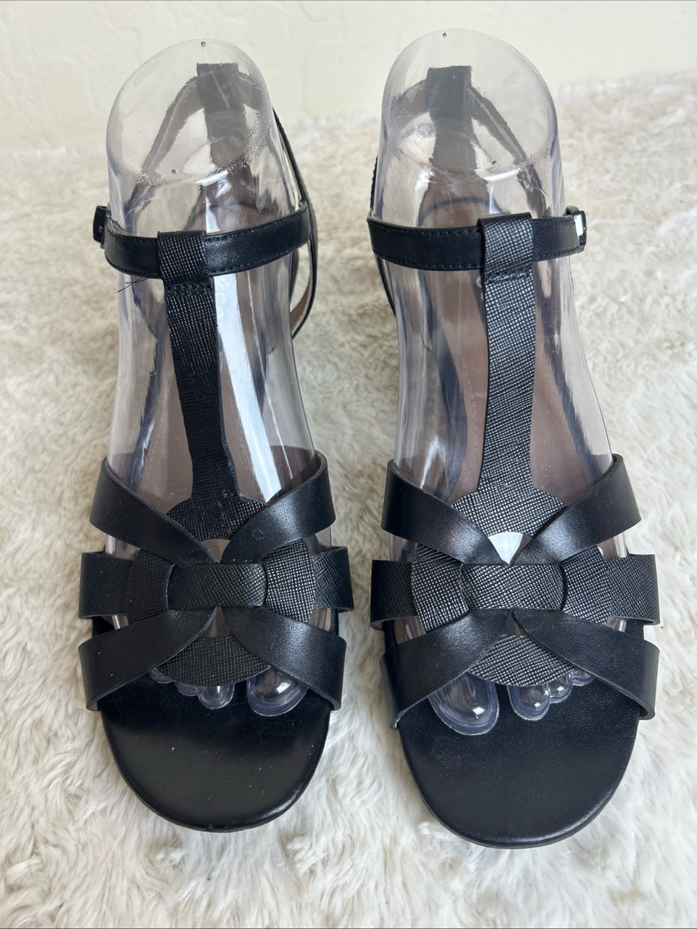 Ecco Rivas 45 Wedge Sandal Black Textured Leather Women’s Size EU 38